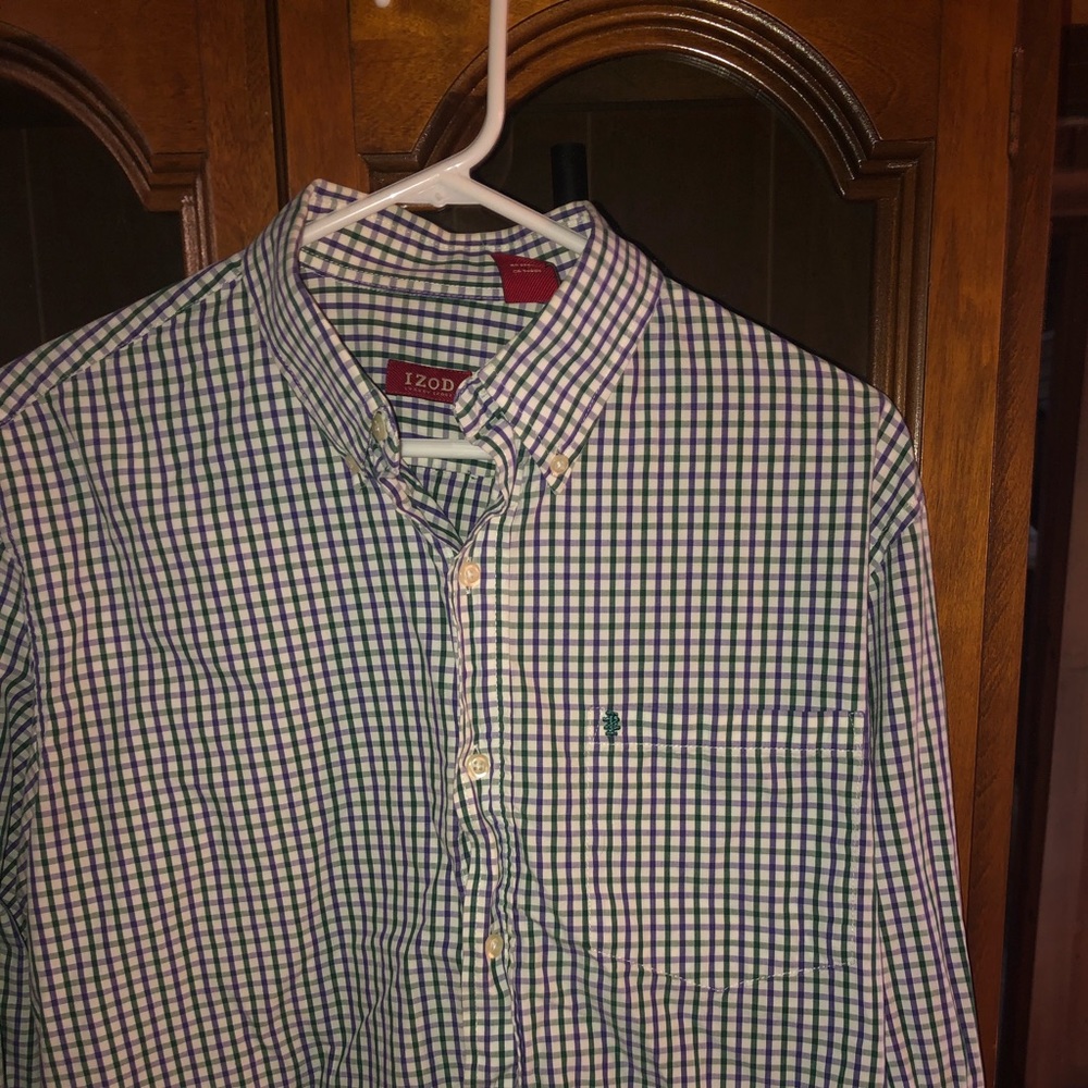 Me s izod plaid cotton shirt
